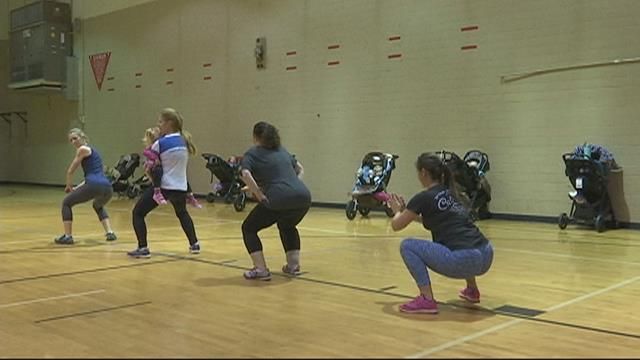 Upstate moms work out together during a Strong Mamas fitness class (FOX Carolina).