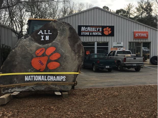 Commemorative rock for Tigers CFP Championship win.  (Source: James Alexander)