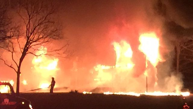 Scene of house fire in Union Co. (Jan 30, 2017 FOX Carolina)