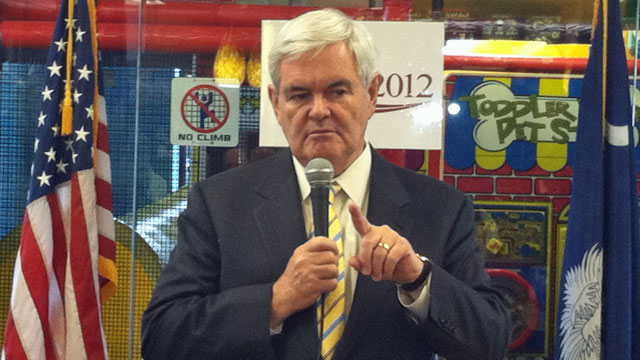 GOP presidential candidate Newt Gingrich at an Upstate Chick fil-A ...